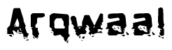 The image contains the word Arqwaal in a stylized font with a static looking effect at the bottom of the words