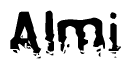 The image contains the word Almi in a stylized font with a static looking effect at the bottom of the words