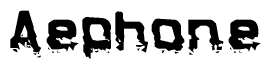 This nametag says Aephone, and has a static looking effect at the bottom of the words. The words are in a stylized font.