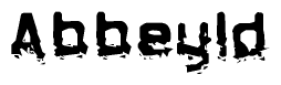 The image contains the word Abbeyld in a stylized font with a static looking effect at the bottom of the words