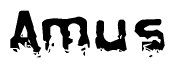 The image contains the word Amus in a stylized font with a static looking effect at the bottom of the words