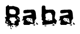 The image contains the word Baba in a stylized font with a static looking effect at the bottom of the words