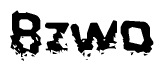 The image contains the word Bzwo in a stylized font with a static looking effect at the bottom of the words