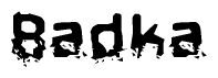 The image contains the word Badka in a stylized font with a static looking effect at the bottom of the words