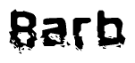 The image contains the word Barb in a stylized font with a static looking effect at the bottom of the words