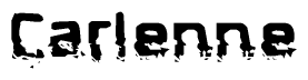 This nametag says Carlenne, and has a static looking effect at the bottom of the words. The words are in a stylized font.