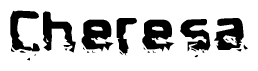 The image contains the word Cheresa in a stylized font with a static looking effect at the bottom of the words