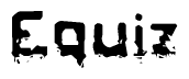 This nametag says Equiz, and has a static looking effect at the bottom of the words. The words are in a stylized font.