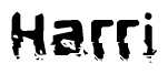 The image contains the word Harri in a stylized font with a static looking effect at the bottom of the words