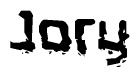 The image contains the word Jory in a stylized font with a static looking effect at the bottom of the words