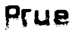 The image contains the word Prue in a stylized font with a static looking effect at the bottom of the words