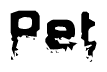 The image contains the word Pet in a stylized font with a static looking effect at the bottom of the words