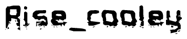 The image contains the word Rise cooley in a stylized font with a static looking effect at the bottom of the words