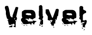 The image contains the word Velvet in a stylized font with a static looking effect at the bottom of the words