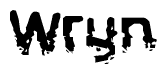 The image contains the word Wryn in a stylized font with a static looking effect at the bottom of the words