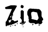This nametag says Zio, and has a static looking effect at the bottom of the words. The words are in a stylized font.
