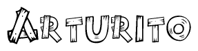 The image contains the name Arturito written in a decorative, stylized font with a hand-drawn appearance. The lines are made up of what appears to be planks of wood, which are nailed together