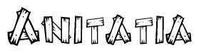 The clipart image shows the name Anitatia stylized to look as if it has been constructed out of wooden planks or logs. Each letter is designed to resemble pieces of wood.