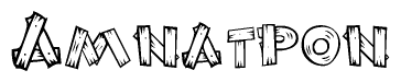 The clipart image shows the name Amnatpon stylized to look like it is constructed out of separate wooden planks or boards, with each letter having wood grain and plank-like details.