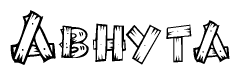 The clipart image shows the name Abhyta stylized to look like it is constructed out of separate wooden planks or boards, with each letter having wood grain and plank-like details.