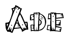 The clipart image shows the name Ade stylized to look as if it has been constructed out of wooden planks or logs. Each letter is designed to resemble pieces of wood.