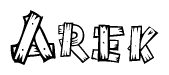 The clipart image shows the name Arek stylized to look like it is constructed out of separate wooden planks or boards, with each letter having wood grain and plank-like details.