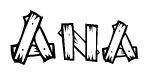 The clipart image shows the name Ana stylized to look as if it has been constructed out of wooden planks or logs. Each letter is designed to resemble pieces of wood.