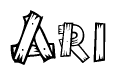 The clipart image shows the name Ari stylized to look like it is constructed out of separate wooden planks or boards, with each letter having wood grain and plank-like details.