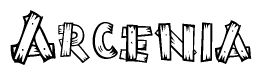 The clipart image shows the name Arcenia stylized to look like it is constructed out of separate wooden planks or boards, with each letter having wood grain and plank-like details.