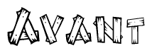 The clipart image shows the name Avant stylized to look as if it has been constructed out of wooden planks or logs. Each letter is designed to resemble pieces of wood.