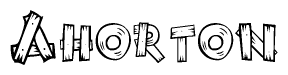 The clipart image shows the name Ahorton stylized to look as if it has been constructed out of wooden planks or logs. Each letter is designed to resemble pieces of wood.