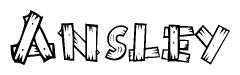 The clipart image shows the name Ansley stylized to look like it is constructed out of separate wooden planks or boards, with each letter having wood grain and plank-like details.