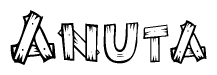 The clipart image shows the name Anuta stylized to look like it is constructed out of separate wooden planks or boards, with each letter having wood grain and plank-like details.