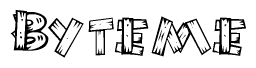 The clipart image shows the name Byteme stylized to look as if it has been constructed out of wooden planks or logs. Each letter is designed to resemble pieces of wood.