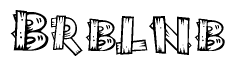 The image contains the name Brblnb written in a decorative, stylized font with a hand-drawn appearance. The lines are made up of what appears to be planks of wood, which are nailed together