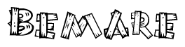 The image contains the name Bemare written in a decorative, stylized font with a hand-drawn appearance. The lines are made up of what appears to be planks of wood, which are nailed together