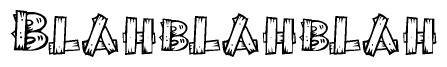 The clipart image shows the name Blahblahblah stylized to look as if it has been constructed out of wooden planks or logs. Each letter is designed to resemble pieces of wood.