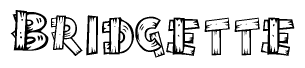 The clipart image shows the name Bridgette stylized to look like it is constructed out of separate wooden planks or boards, with each letter having wood grain and plank-like details.