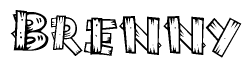 The clipart image shows the name Brenny stylized to look as if it has been constructed out of wooden planks or logs. Each letter is designed to resemble pieces of wood.