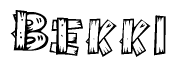 The clipart image shows the name Bekki stylized to look as if it has been constructed out of wooden planks or logs. Each letter is designed to resemble pieces of wood.