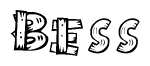 The image contains the name Bess written in a decorative, stylized font with a hand-drawn appearance. The lines are made up of what appears to be planks of wood, which are nailed together