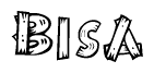 The image contains the name Bisa written in a decorative, stylized font with a hand-drawn appearance. The lines are made up of what appears to be planks of wood, which are nailed together