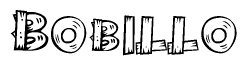 The clipart image shows the name Bobillo stylized to look like it is constructed out of separate wooden planks or boards, with each letter having wood grain and plank-like details.