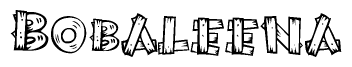 The clipart image shows the name Bobaleena stylized to look like it is constructed out of separate wooden planks or boards, with each letter having wood grain and plank-like details.