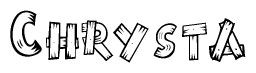 The clipart image shows the name Chrysta stylized to look like it is constructed out of separate wooden planks or boards, with each letter having wood grain and plank-like details.