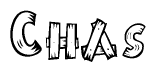 The clipart image shows the name Chas stylized to look like it is constructed out of separate wooden planks or boards, with each letter having wood grain and plank-like details.