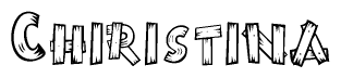 The image contains the name Chiristina written in a decorative, stylized font with a hand-drawn appearance. The lines are made up of what appears to be planks of wood, which are nailed together