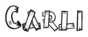 The clipart image shows the name Carli stylized to look like it is constructed out of separate wooden planks or boards, with each letter having wood grain and plank-like details.