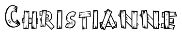 The image contains the name Christianne written in a decorative, stylized font with a hand-drawn appearance. The lines are made up of what appears to be planks of wood, which are nailed together