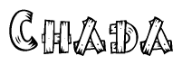 The clipart image shows the name Chada stylized to look like it is constructed out of separate wooden planks or boards, with each letter having wood grain and plank-like details.